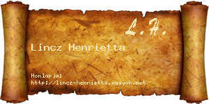 Lincz Henrietta névjegykártya